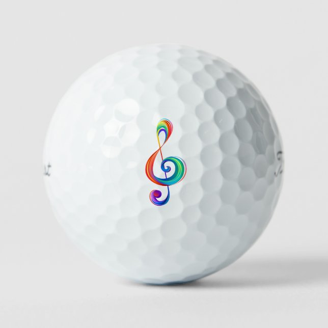 Layered rainbow treble clef golf balls (Front)