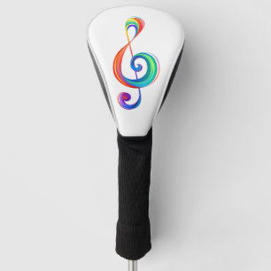 Layered rainbow treble clef golf head cover