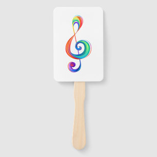 Layered rainbow treble clef hand fan