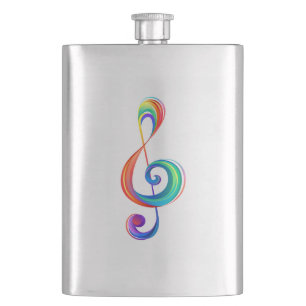 Layered rainbow treble clef hip flask