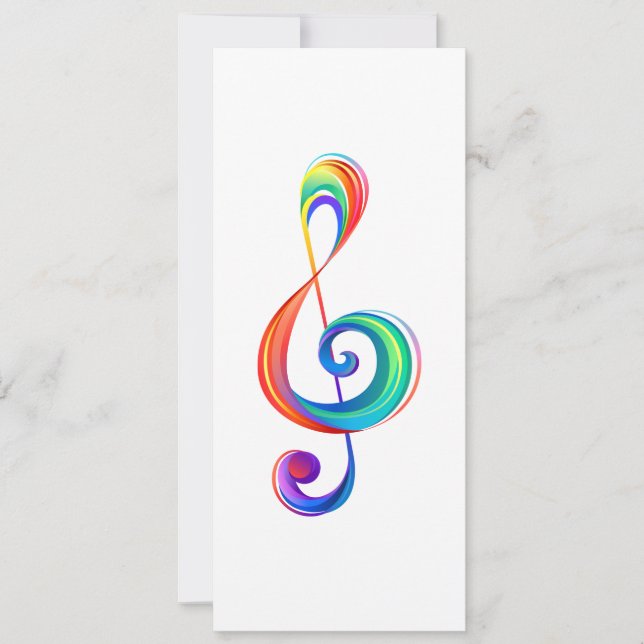 Layered rainbow treble clef holiday card (Front)