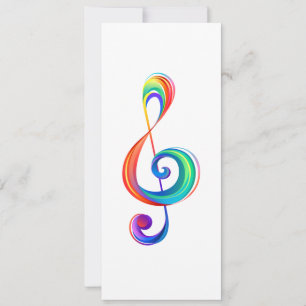 Layered rainbow treble clef holiday card