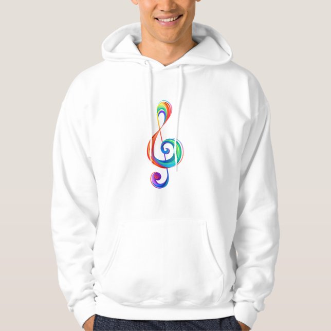 Layered rainbow treble clef hoodie (Front)