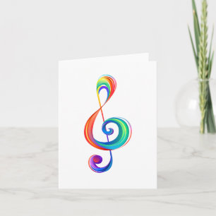 Layered rainbow treble clef invitation