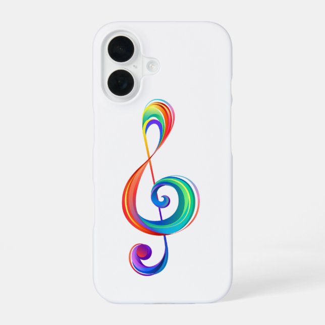 Layered rainbow treble clef iPhone 16 case (Back)