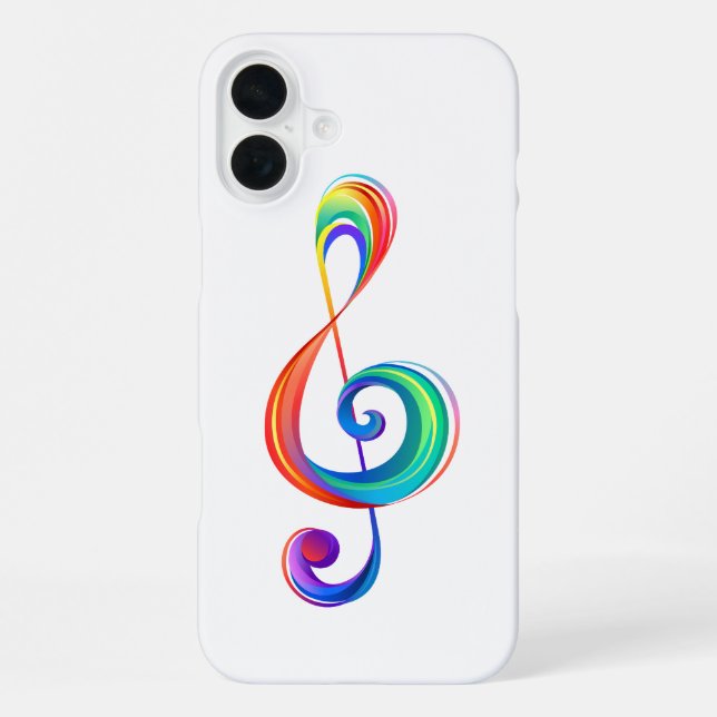 Layered rainbow treble clef iPhone case (Back)