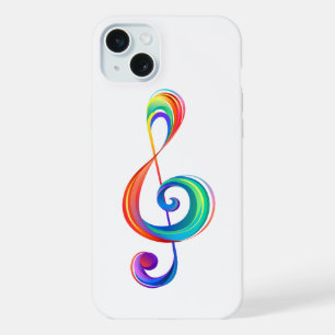 Layered rainbow treble clef iPhone 15 plus case