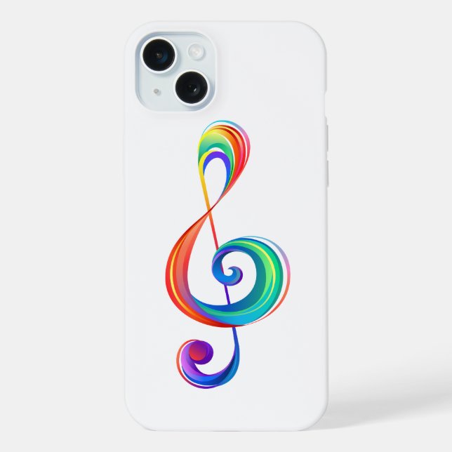 Layered rainbow treble clef iPhone case (Back)