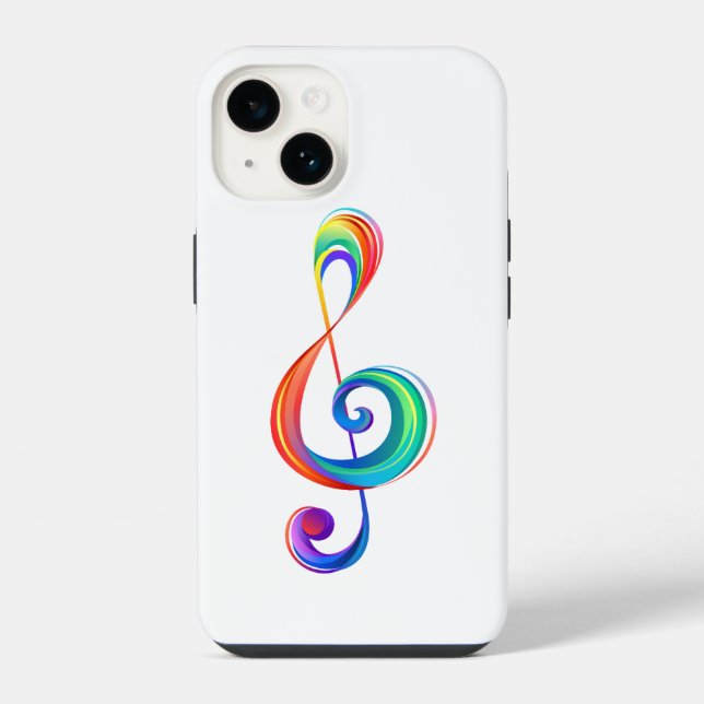 Layered rainbow treble clef iPhone case (Back)