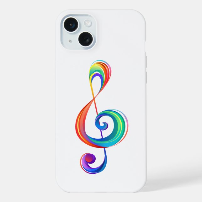 Layered rainbow treble clef iPhone case (Back)