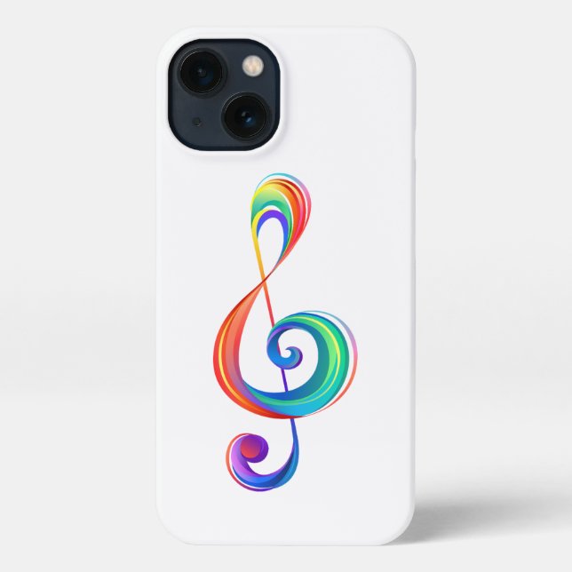 Layered rainbow treble clef iPhone case (Back)
