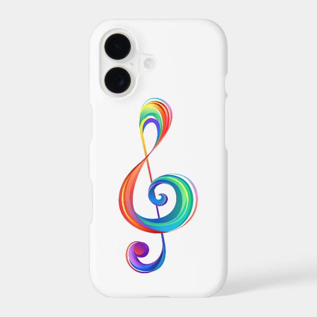 Layered rainbow treble clef iPhone case (Back)