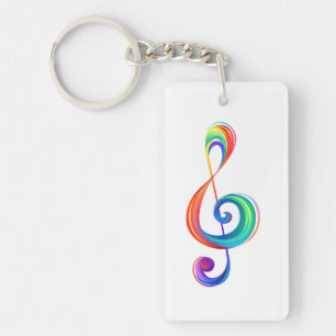 Layered rainbow treble clef keychain