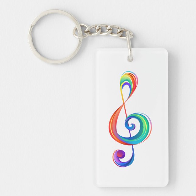 Layered rainbow treble clef keychain (Front)