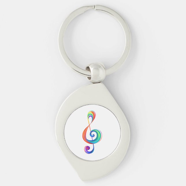 Layered rainbow treble clef keychain (Front)