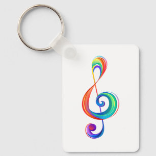 Layered rainbow treble clef keychain