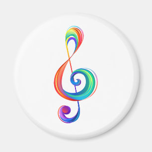 Layered rainbow treble clef magnet