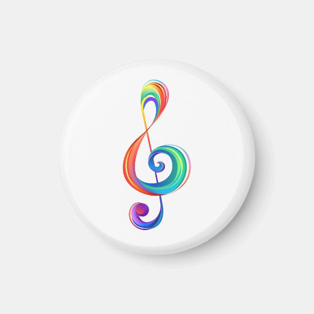 Layered rainbow treble clef magnet (Front)