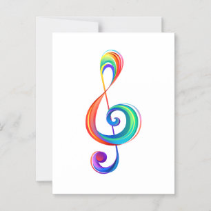 Layered rainbow treble clef magnetic invitation