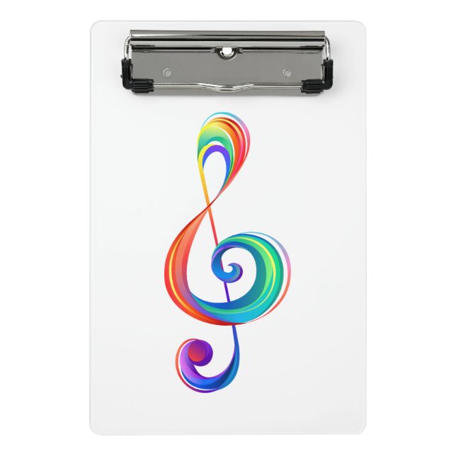 Layered rainbow treble clef mini clipboard (Front)