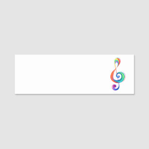 Layered rainbow treble clef name tag