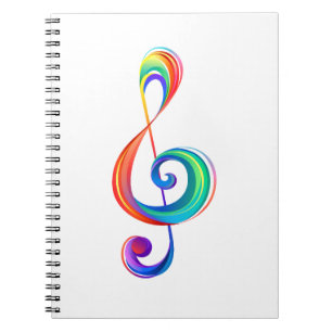Layered rainbow treble clef notebook