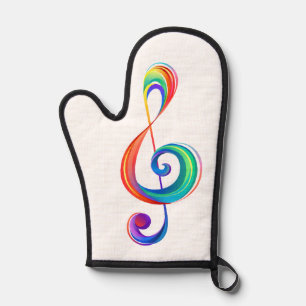 Layered rainbow treble clef oven mitt