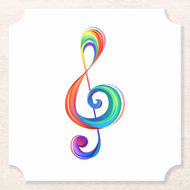 Layered rainbow treble clef paper coaster (Front)