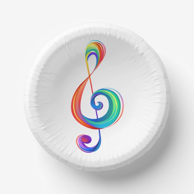 Layered rainbow treble clef paper plate (Front)