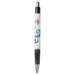Layered rainbow treble clef pen