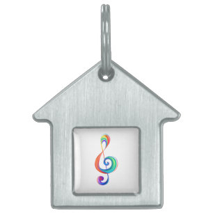 Layered rainbow treble clef pet ID tag