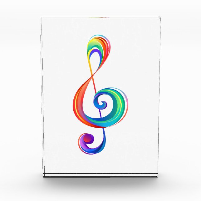 Layered rainbow treble clef photo block (Front)