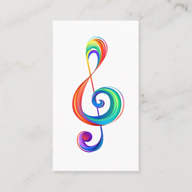 Layered rainbow treble clef place card (Front)