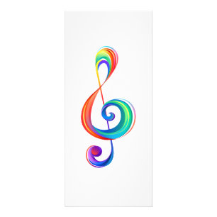 Layered rainbow treble clef rack card