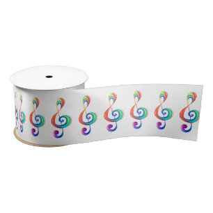 Layered rainbow treble clef satin ribbon