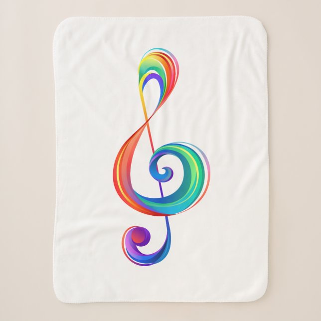 Layered rainbow treble clef sherpa blanket (Front)