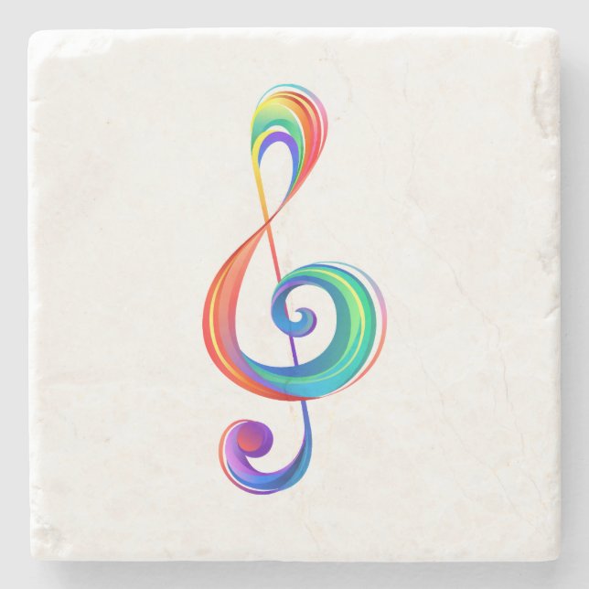 Layered rainbow treble clef stone coaster (Front)