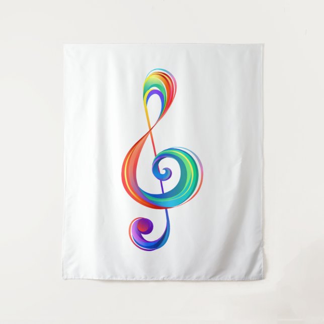 Layered rainbow treble clef tapestry (Front)