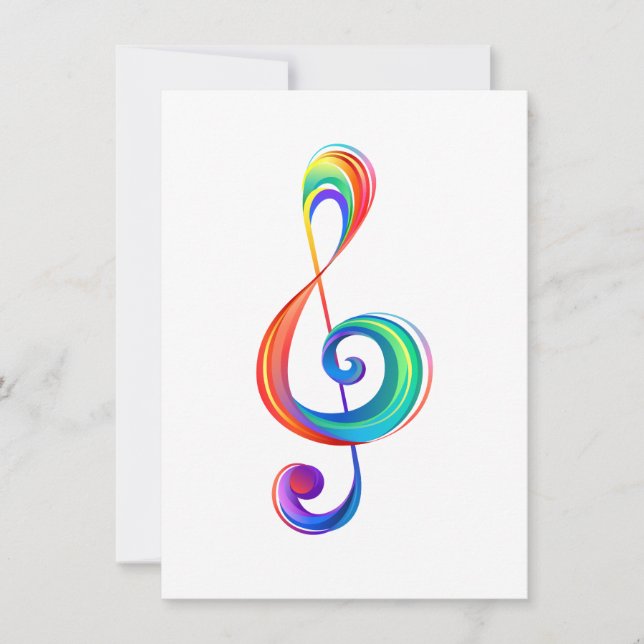 Layered rainbow treble clef thank you card (Front)