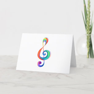 Layered rainbow treble clef thank you card