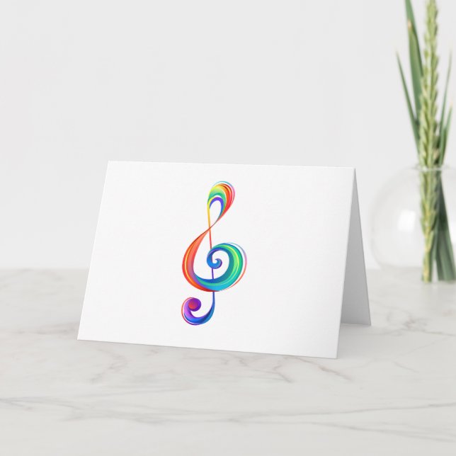 Layered rainbow treble clef thank you card (Front)