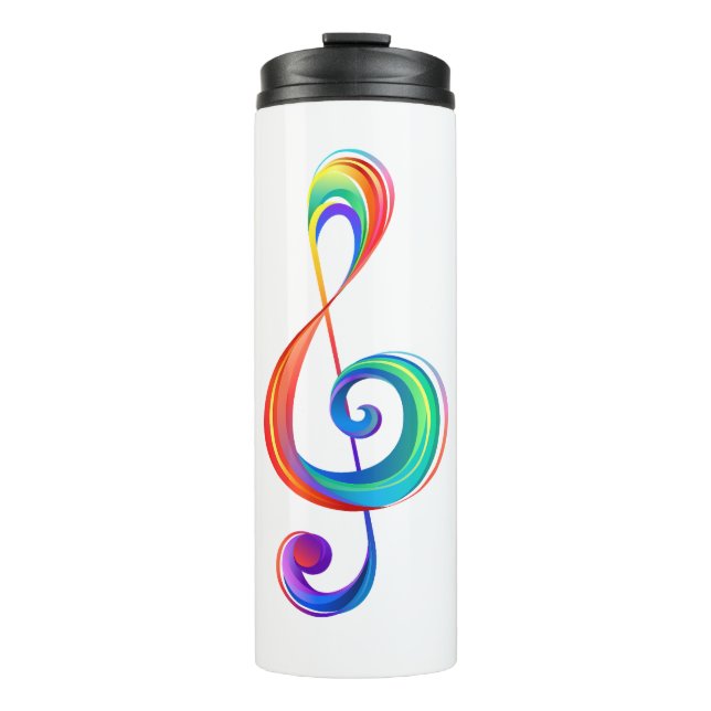 Layered rainbow treble clef thermal tumbler (Front)