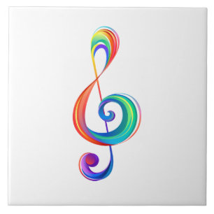 Layered rainbow treble clef tile