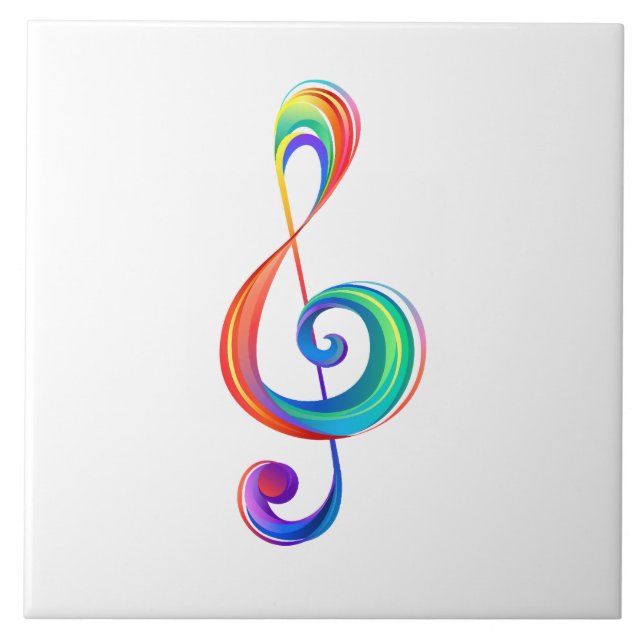 Layered rainbow treble clef tile (Front)