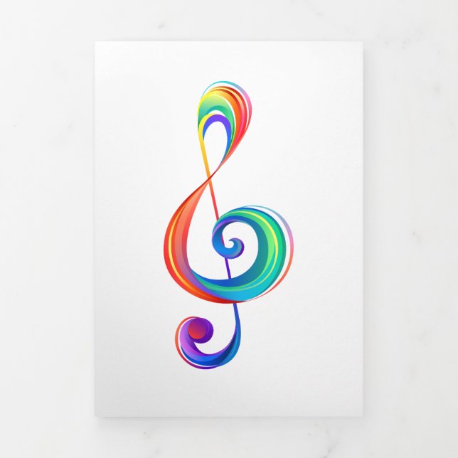 Layered rainbow treble clef Tri-Fold programme (Cover)