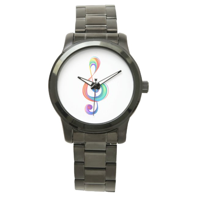 Layered rainbow treble clef watch (Front)