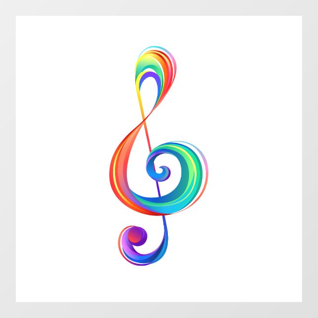 Layered rainbow treble clef window cling (Sheet)