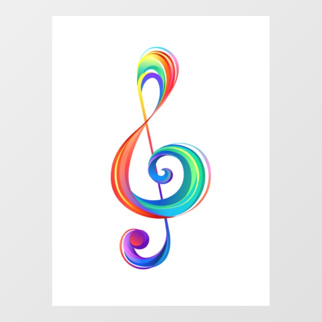 Layered rainbow treble clef window cling (Sheet)