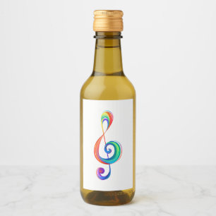 Layered rainbow treble clef wine label
