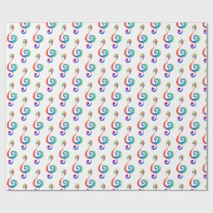 Layered rainbow treble clef wrapping paper
